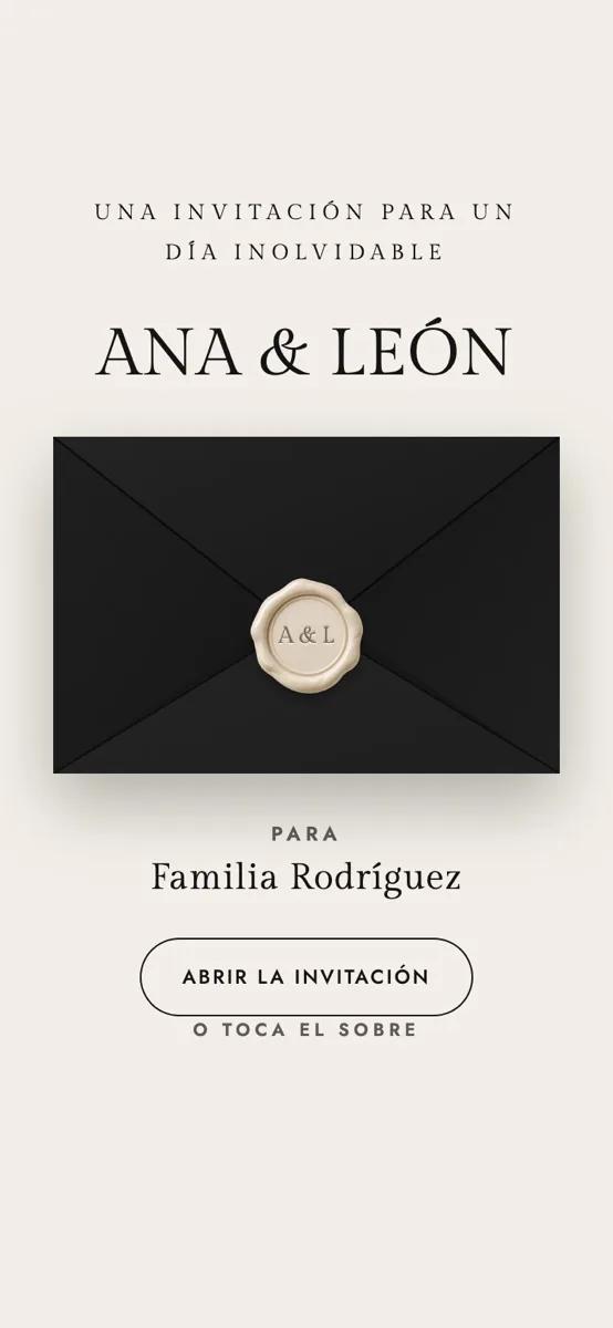Diseño ónix: sobre negro con lacre marfil sobre papel claro