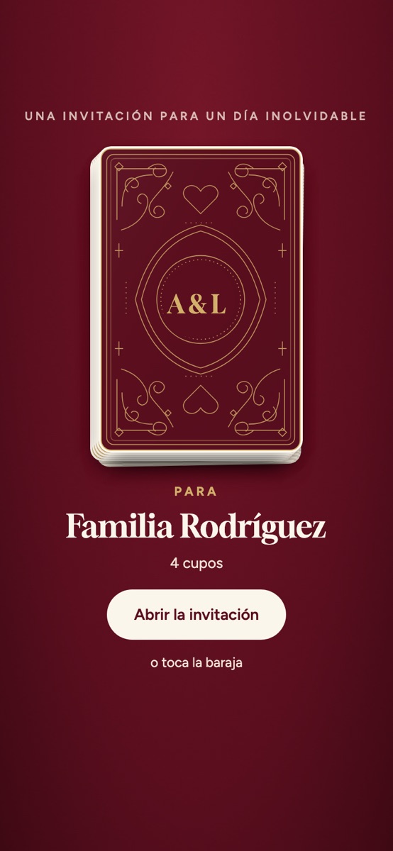 Diseño corazones: baraja con dorso borgoña y monograma dorado