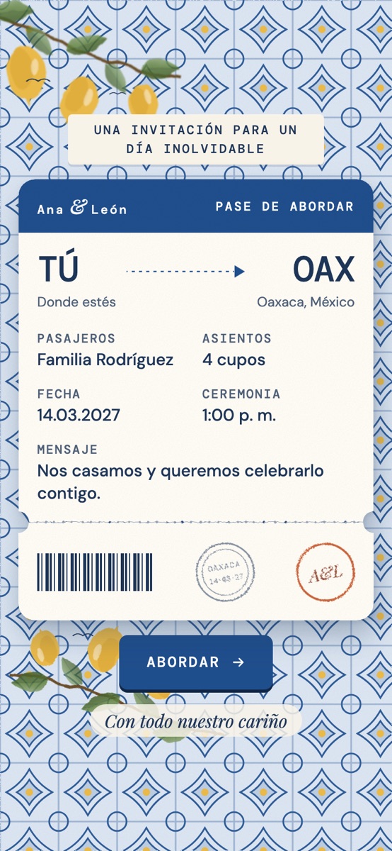 Diseño costa: pase de abordar sobre azulejos y limones