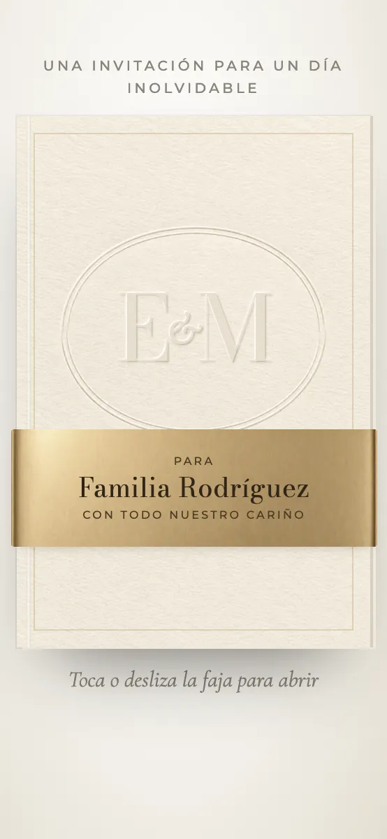 Aurelia design: white folder with an embossed monogram and a gold band