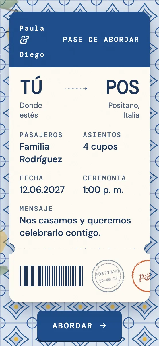 Diseño costa: pase de abordar sobre azulejos y limones