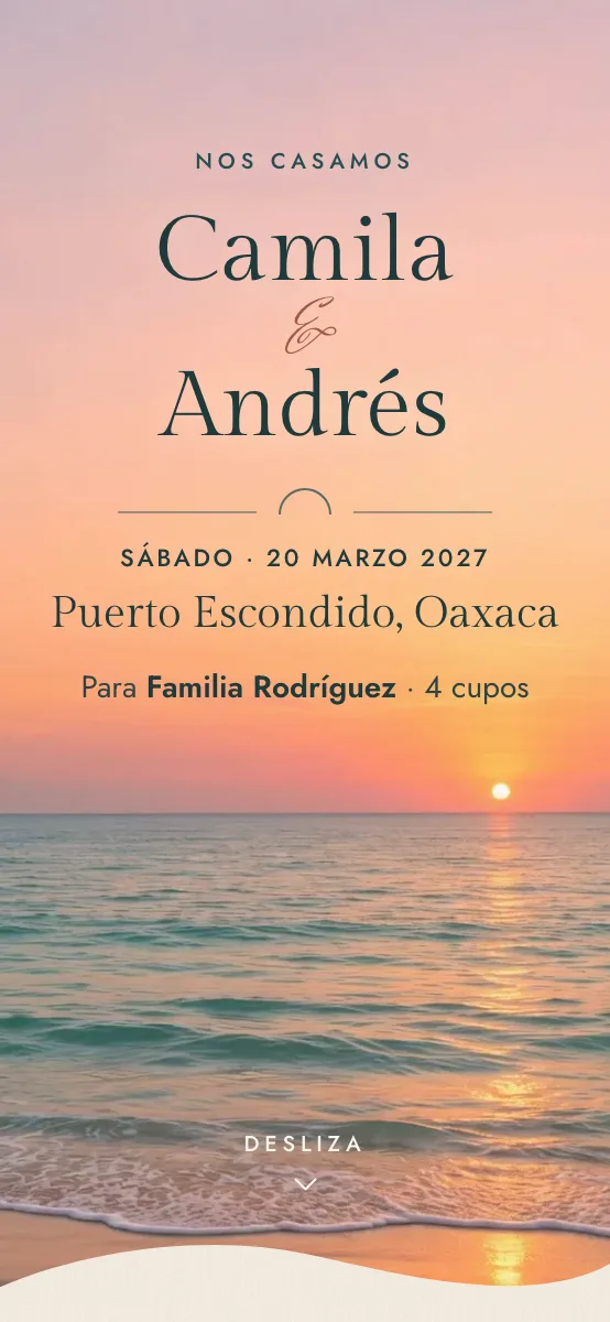 Marea design: cover with the names in serif in the sunset sky above the sea